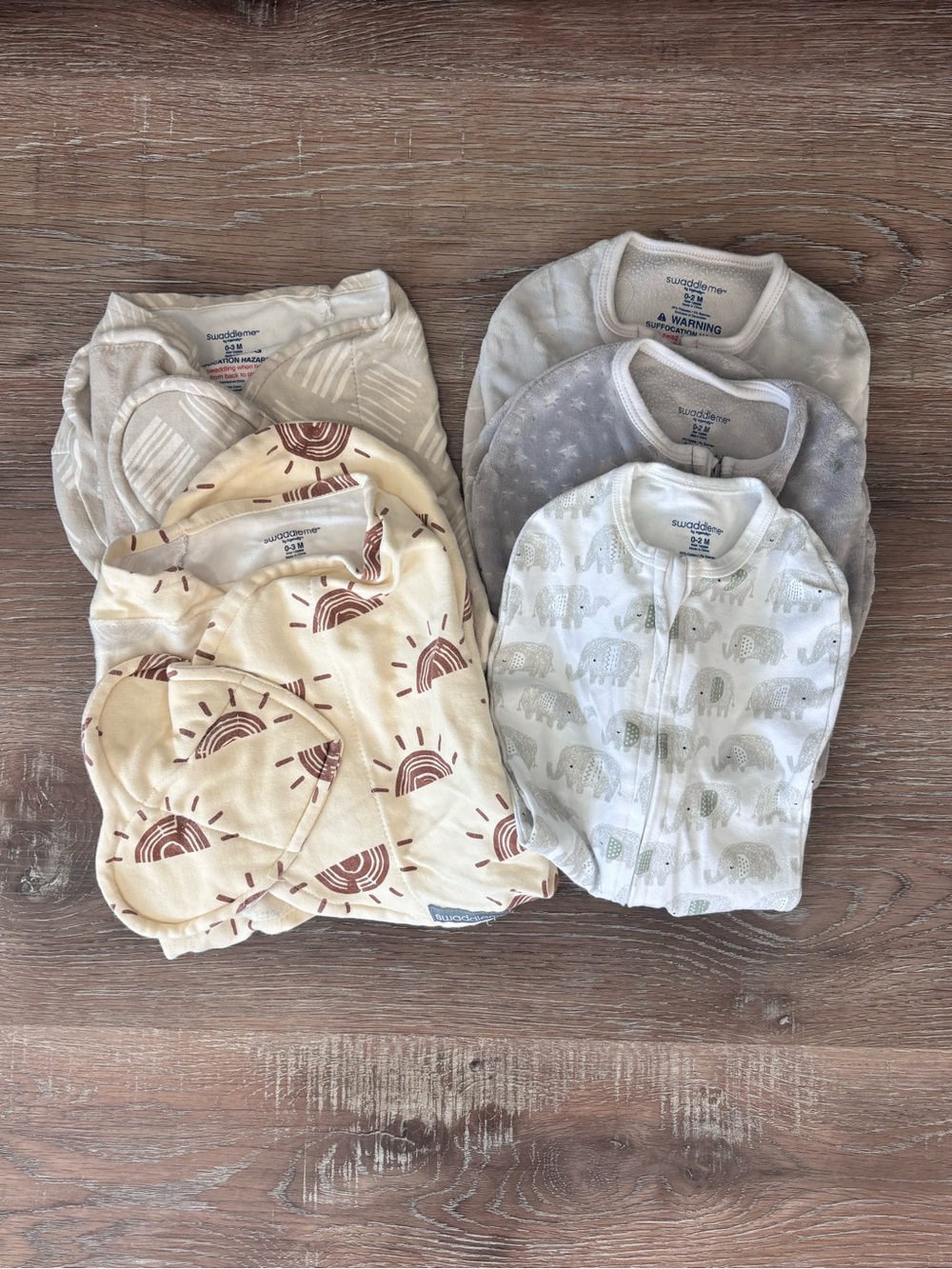 Swaddleme Neutral Cream and Gray Baby Pajama Sleep Sacks Set